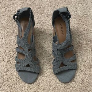 Indigo Gray Strappy Sandals Size 6.5 Like New